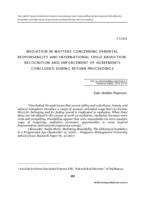 (PDF) Mediation in matters concerning parental responsability and ...