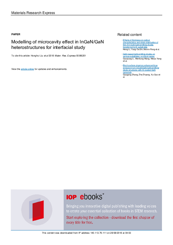 (PDF) Modelling of microcavity effect in InGaN/GaN heterostructures for ...