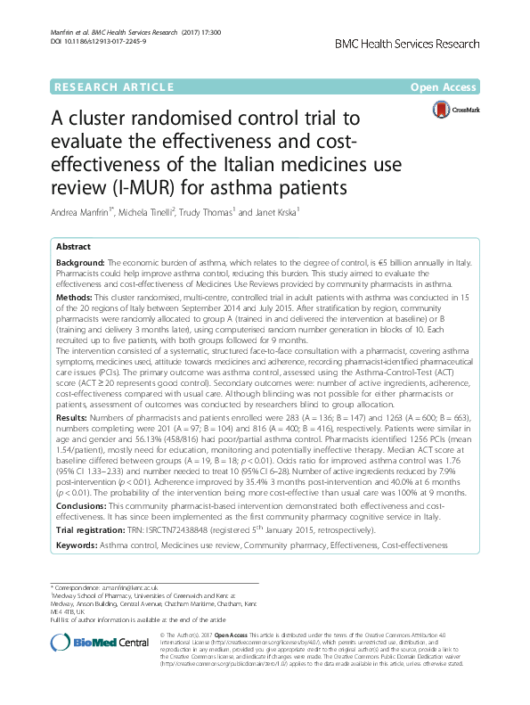 (PDF) A cluster randomised control trial to evaluate the effectiveness ...