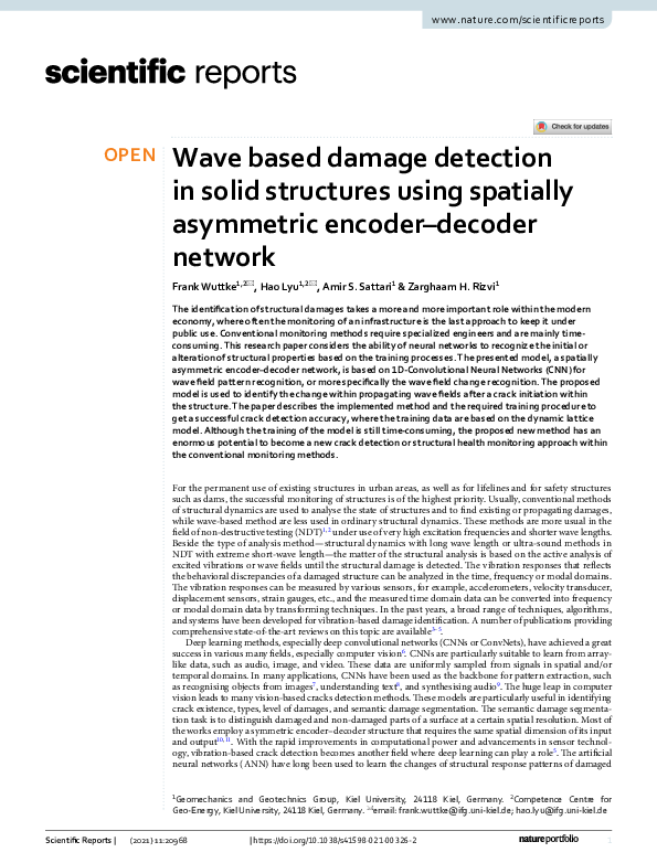 (PDF) Wave based damage detection in solid structures using spatially ...