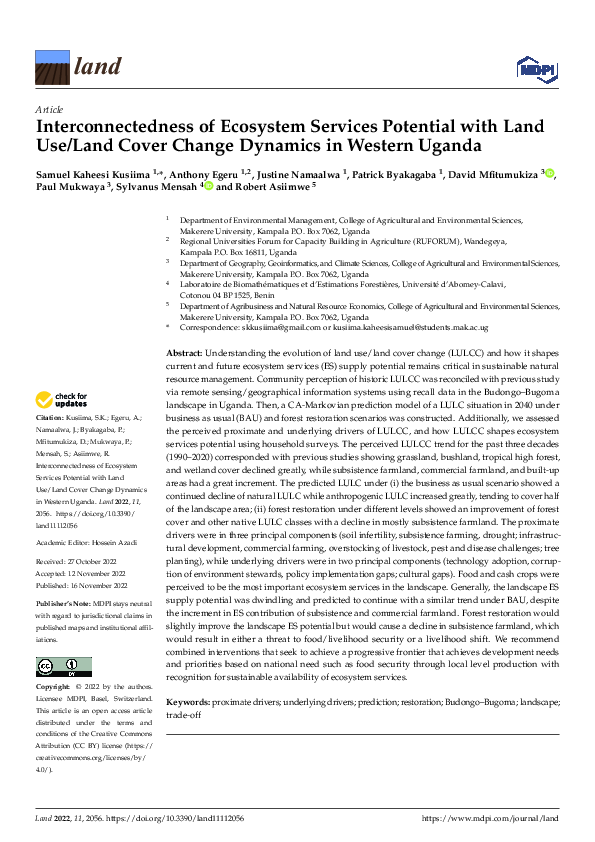 (PDF) Interconnectedness of Ecosystem Services Potential with Land Use ...