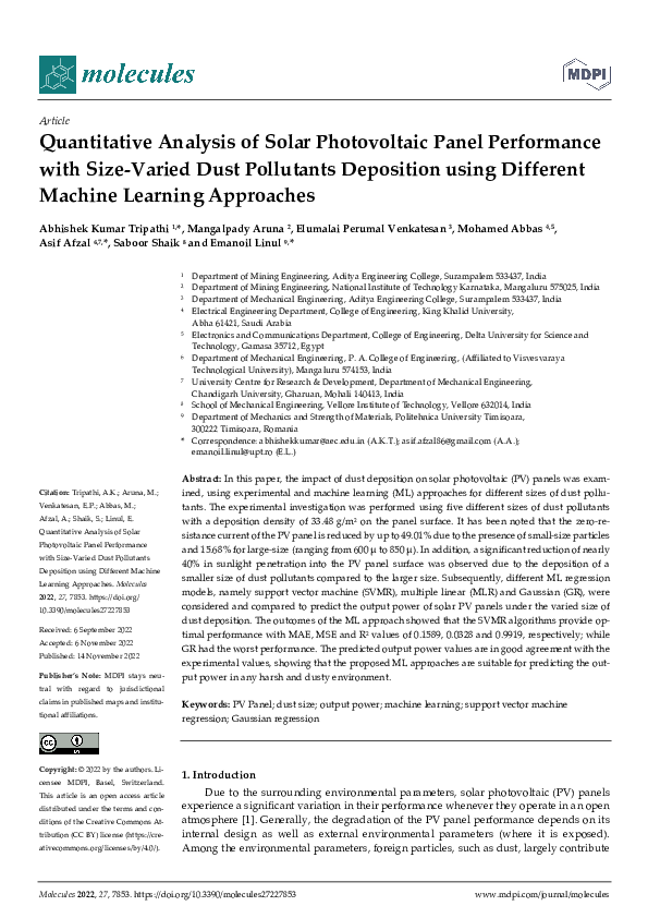 (PDF) Quantitative Analysis of Solar Photovoltaic Panel Performance ...