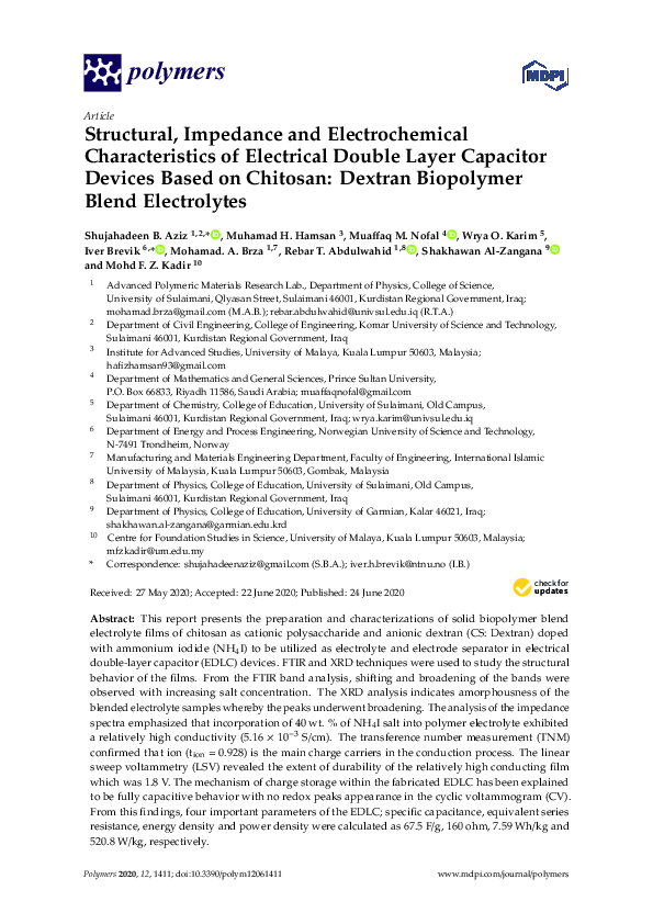 PDF) Structural, Impedance and Electrochemical Characteristics of