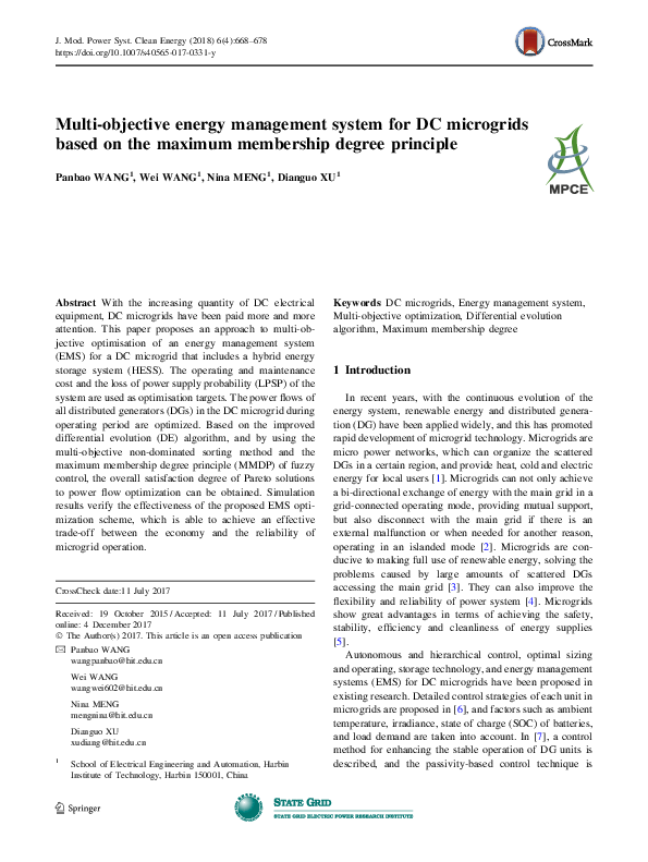(PDF) Multi-objective energy management system for DC microgrids based ...