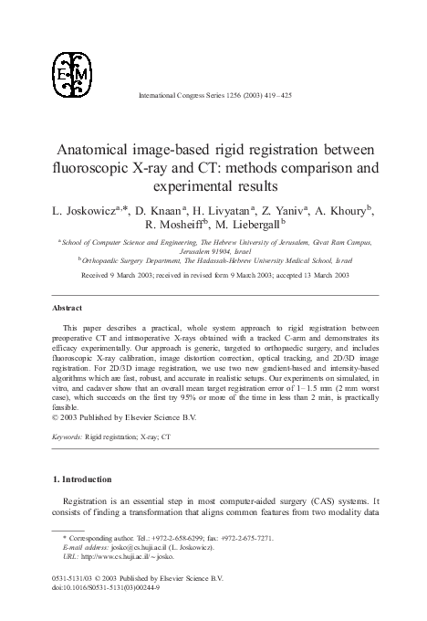 (PDF) Anatomical image-based rigid registration between fluoroscopic X ...