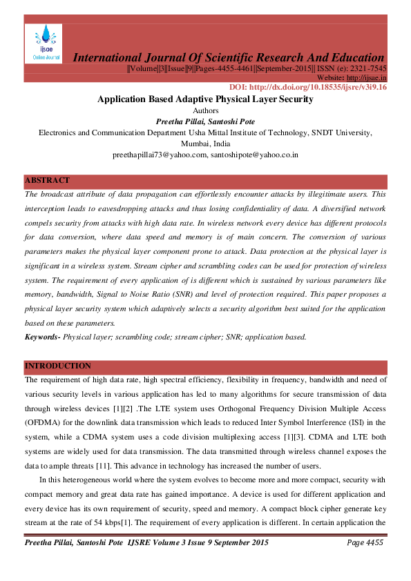 (PDF) Adaptive physical layer security using code bank of sequences for ...