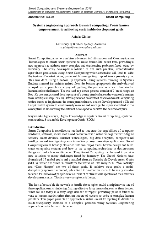 (PDF) Systems engineering approach to smart computing: From farmer ...