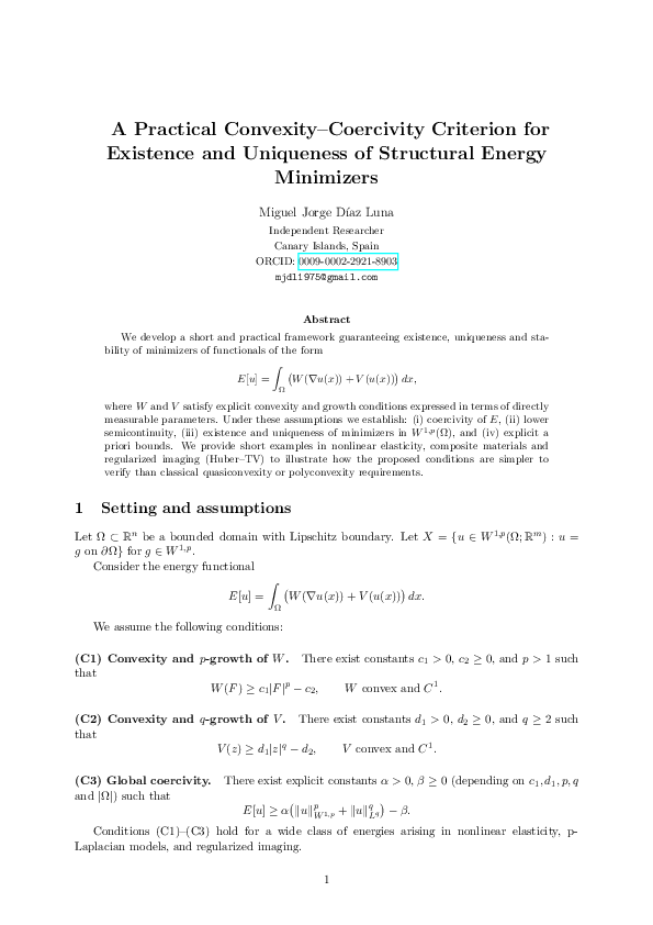 (PDF) A Practical Convexity-Coercivity Criterion for Existence and ...