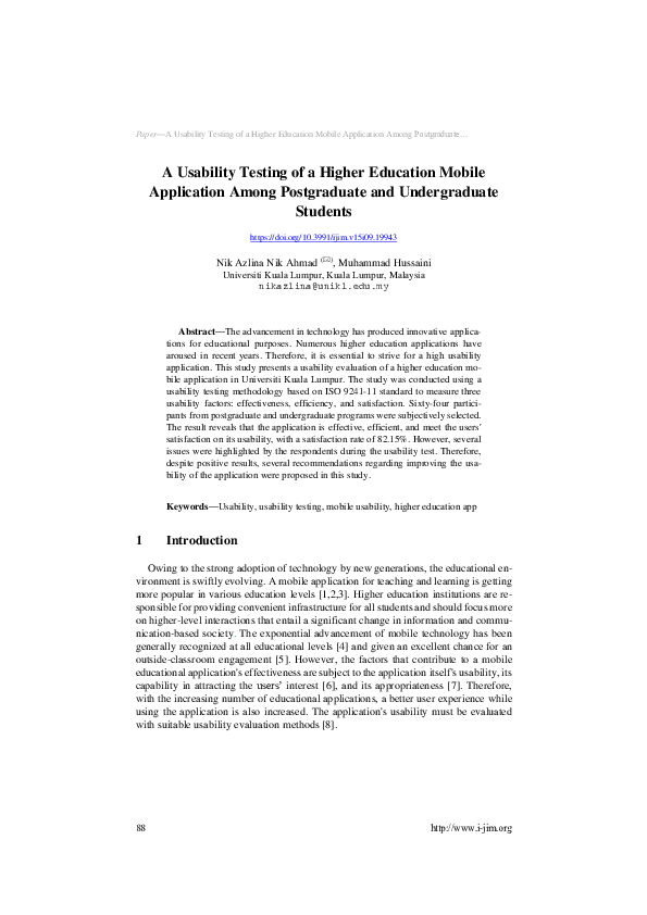 (PDF) A Usability Testing of a Higher Education Mobile Application ...