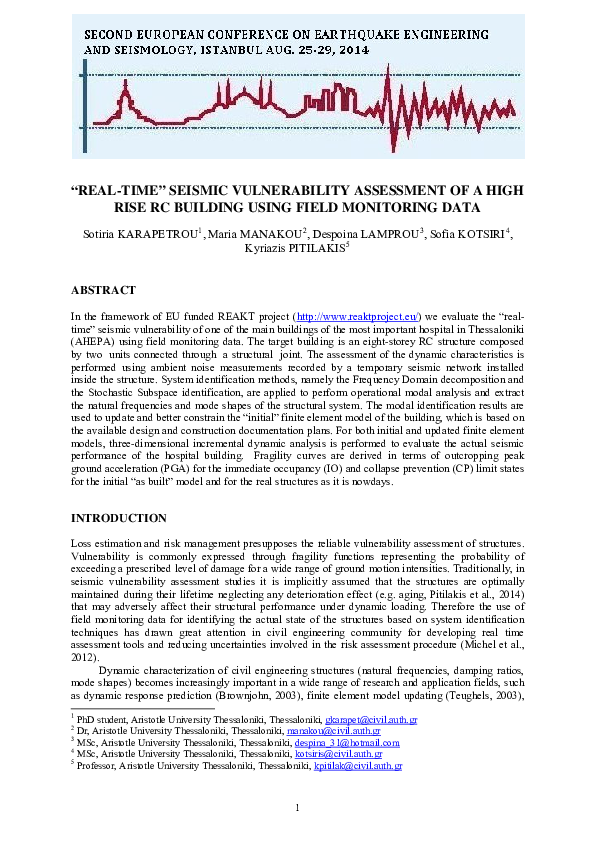 (PDF) Real-time seismic vulnerability assessment of a high rise RC ...