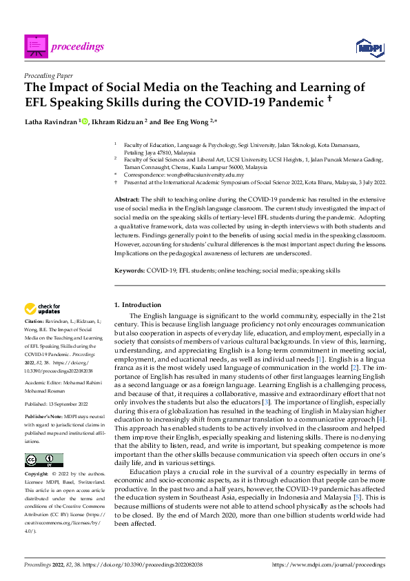(PDF) The Impact of Social Media on the Teaching and Learning of EFL ...