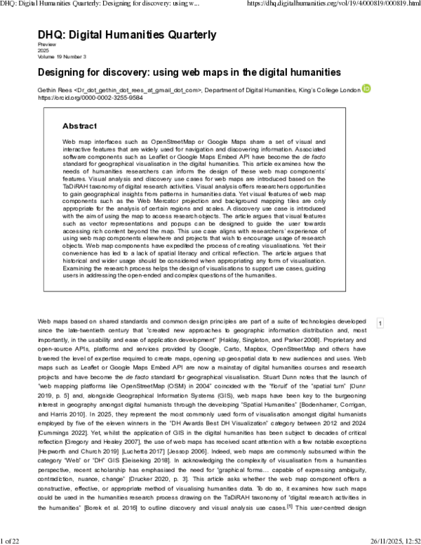 (PDF) Designing for discovery: using web maps in the digital humanities