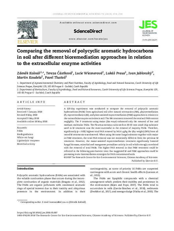 (PDF) Comparing the removal of polycyclic aromatic hydrocarbons in soil ...