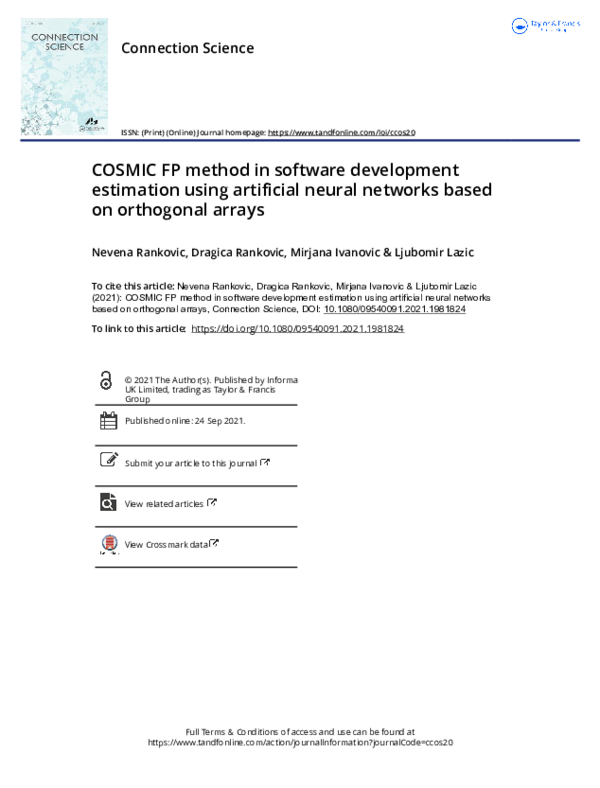 (PDF) COSMIC FP method in software development estimation using ...