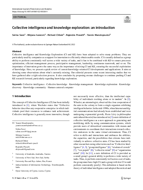 (PDF) Collective intelligence and knowledge exploration: an introduction