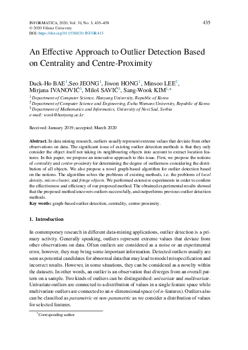 (PDF) An Effective Approach to Outlier Detection Based on Centrality ...