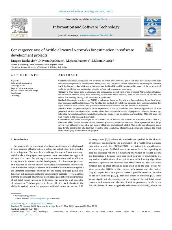 (PDF) Convergence rate of Artificial Neural Networks for estimation in ...