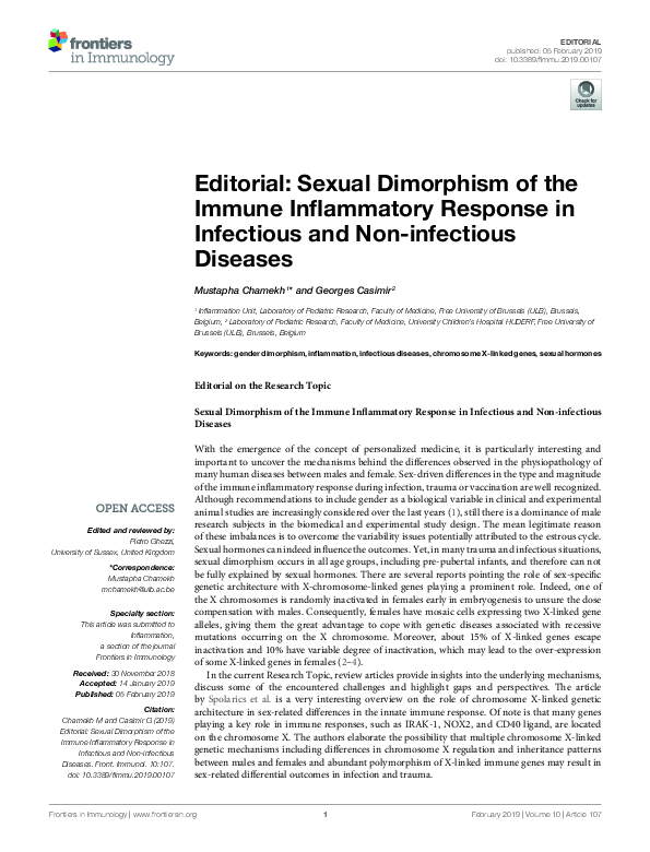 (PDF) Editorial: Sexual Dimorphism of the Immune Inflammatory Response ...