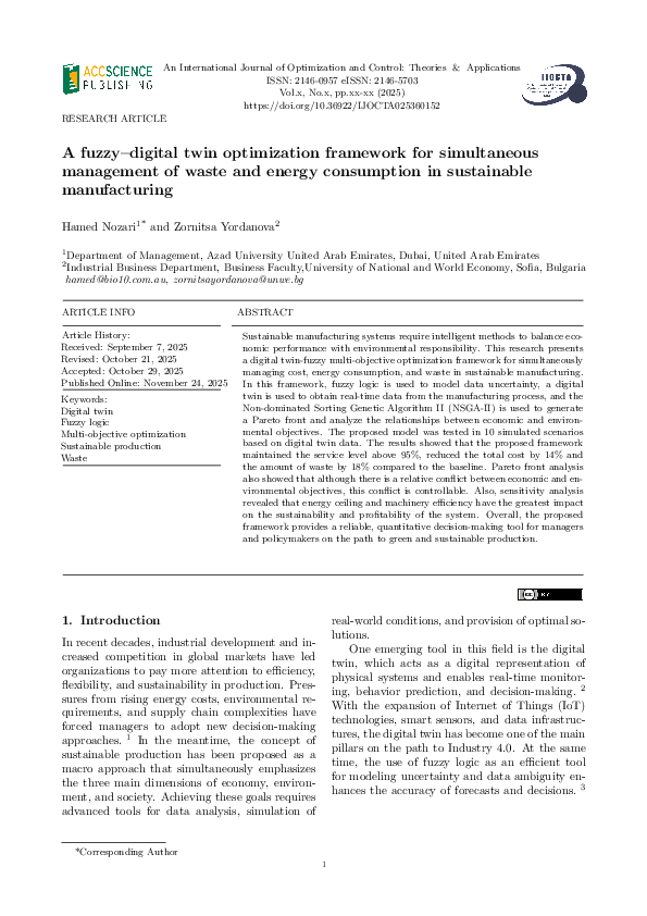 (PDF) A fuzzy-digital twin optimization framework for simultaneous ...