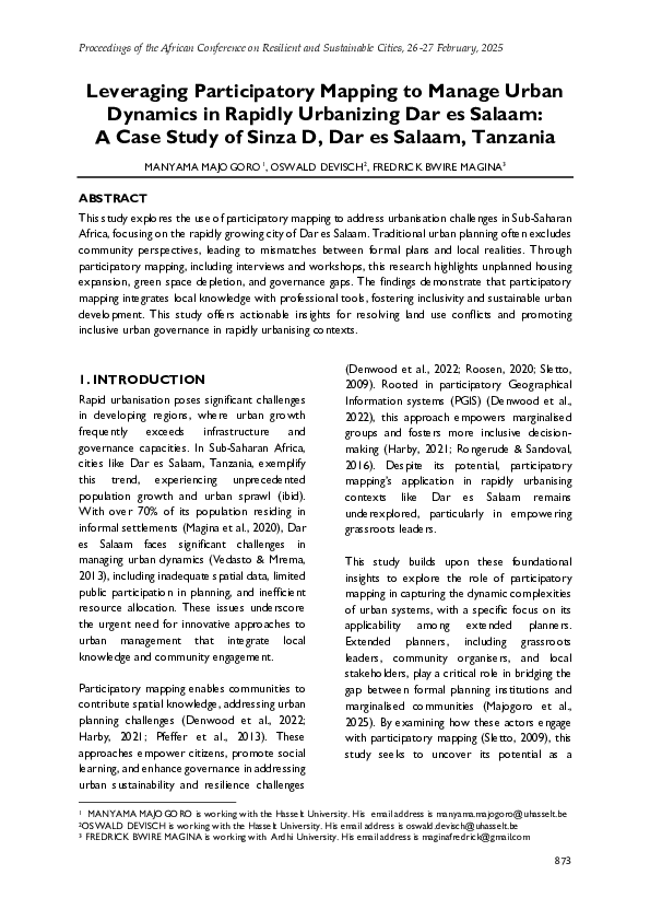 (PDF) Leveraging Participatory Mapping to Manage Urban Dynamics in ...