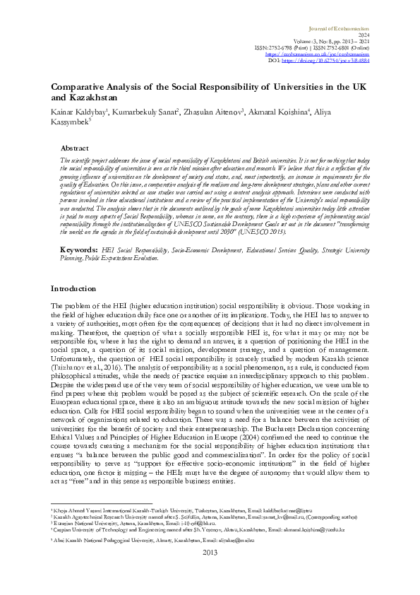 (PDF) Comparative Analysis of the Social Responsibility of Universities ...