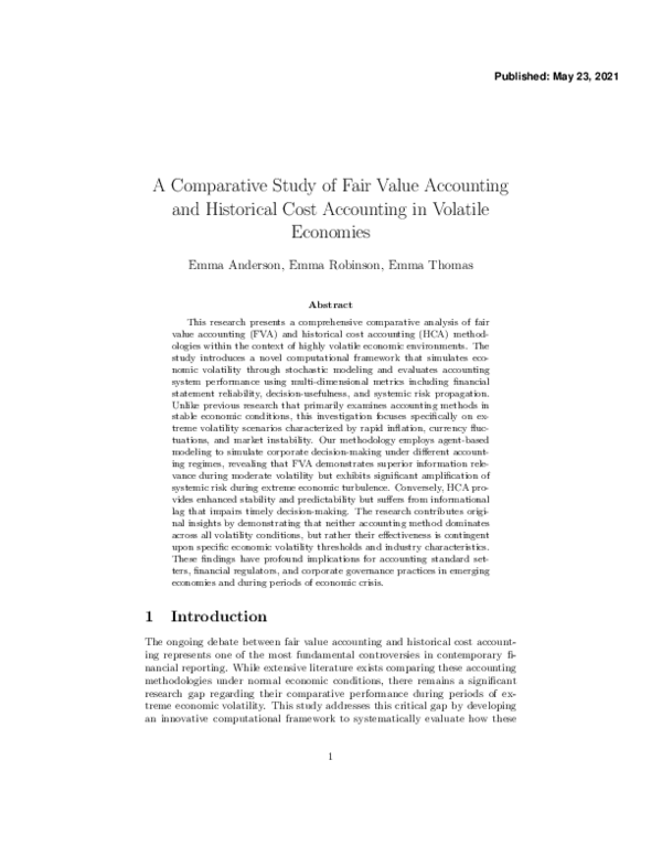 (PDF) A Comparative Study of Fair Value Accounting and Historical Cost ...