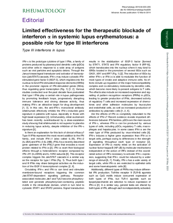 (PDF) Limited effectiveness for the therapeutic blockade of interferon ...