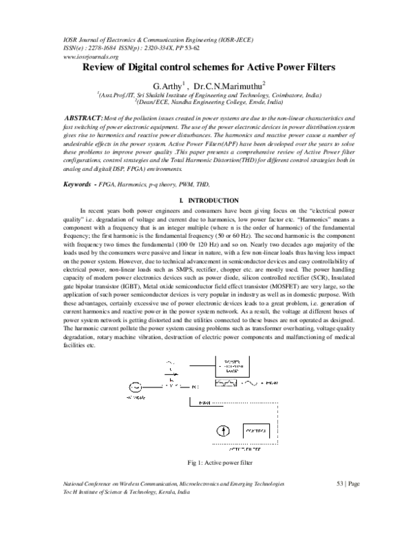 (PDF) Review of Digital control schemes for Active Power Filters
