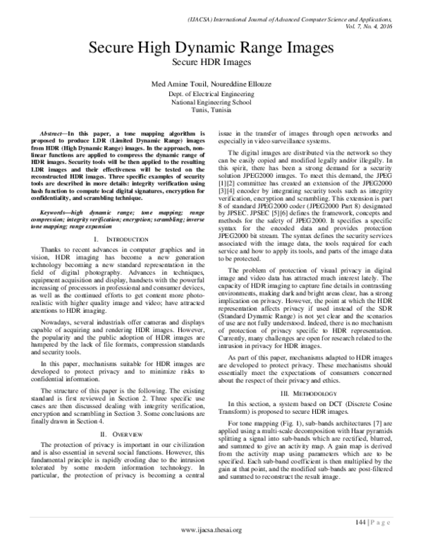 (PDF) Secure High Dynamic Range Images