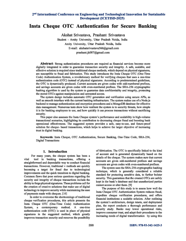 (PDF) Insta Cheque OTC Authentication for Secure Banking - Akshat ...