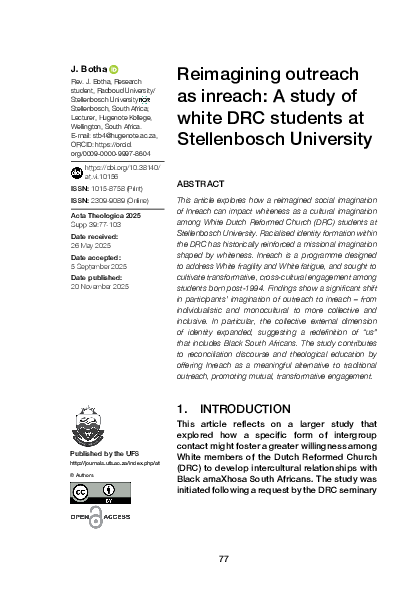(PDF) Reimagining outreach as inreach: A study of white DRC students at ...