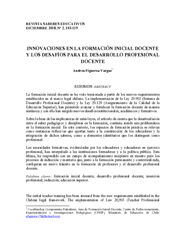 (PDF) Innovaciones en la formación inicial docente y los desafíos para ...