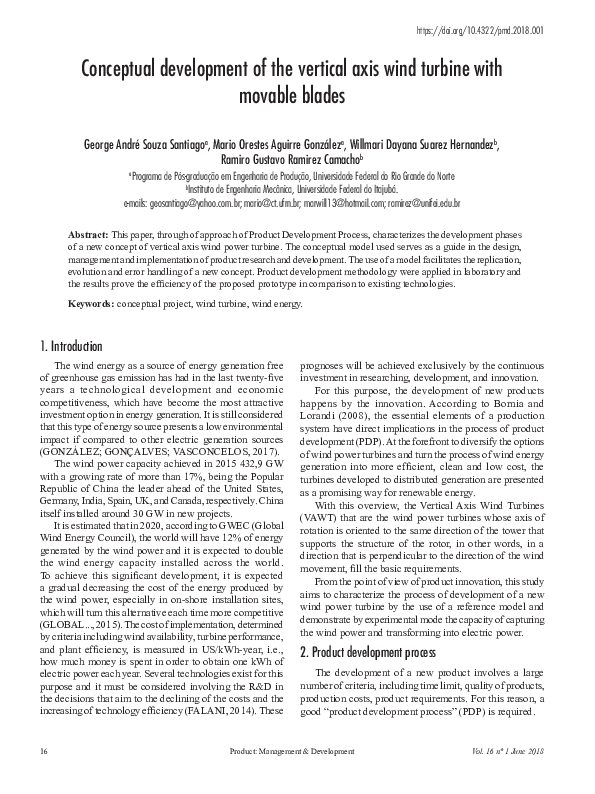 (PDF) Conceptual development of the vertical axis wind turbine with ...