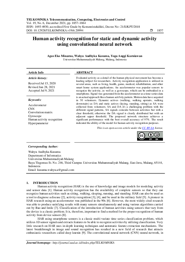 (PDF) Human activity recognition for static and dynamic activity using ...