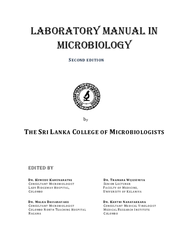 (PDF) Microbiology Lab. Manual