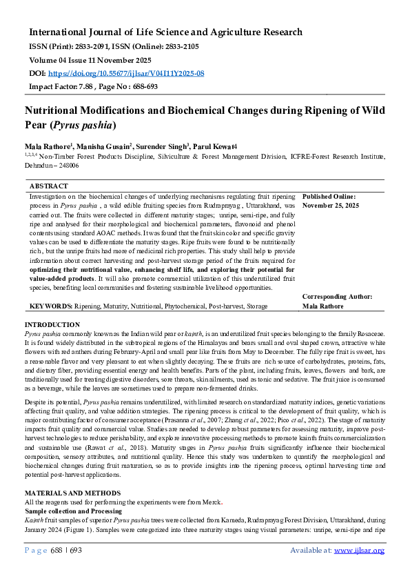 (PDF) Nutritional Modifications and Biochemical Changes during Ripening ...
