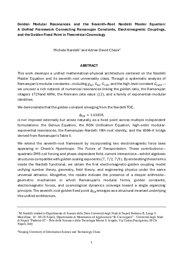 (PDF) Golden Modular Resonances and the Seventh-Root Nardelli Master ...