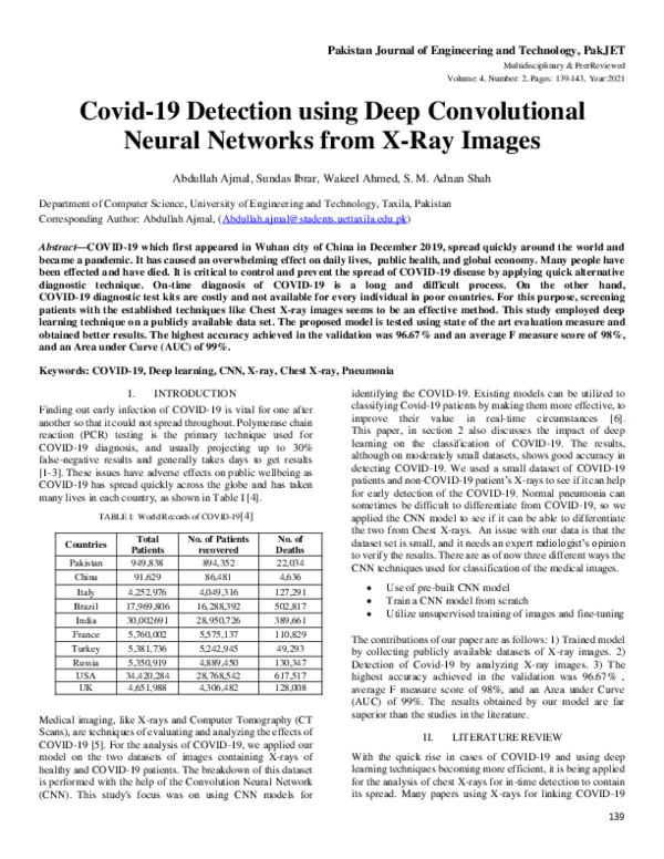 (PDF) Covid-19 Detection using Deep Convolutional Neural Networks from ...