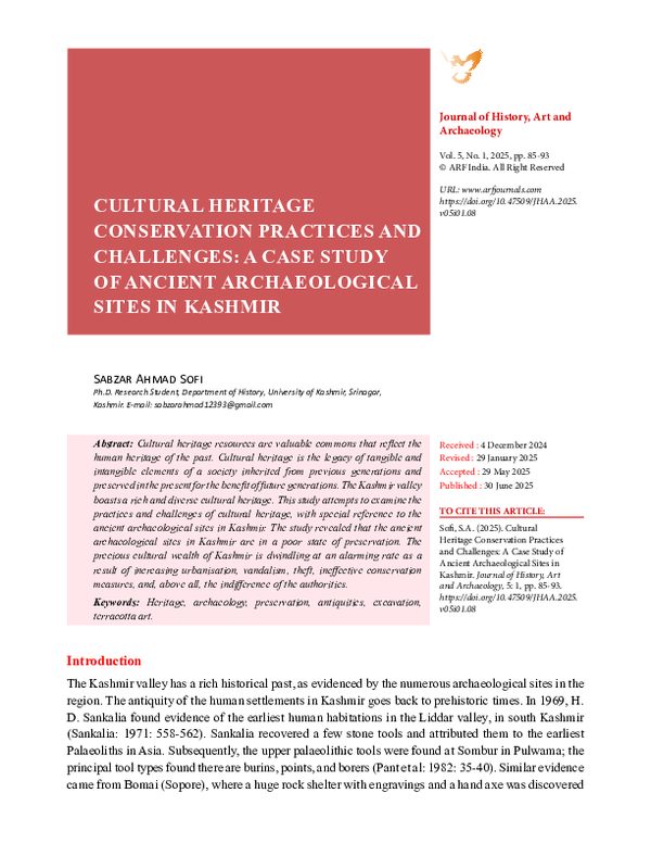 (PDF) CULTURAL HERITAGE CONSERVATION PRACTICES AND CHALLENGES: A CASE ...