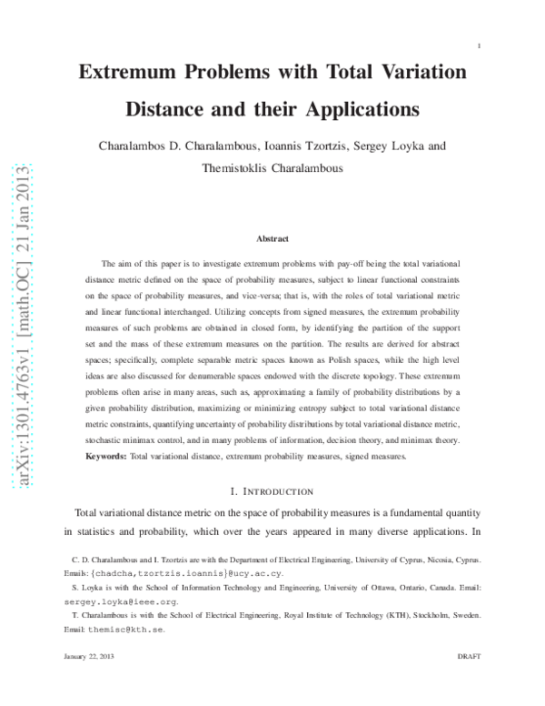 (PDF) Extremum Problems with Total Variation Distance and their ...