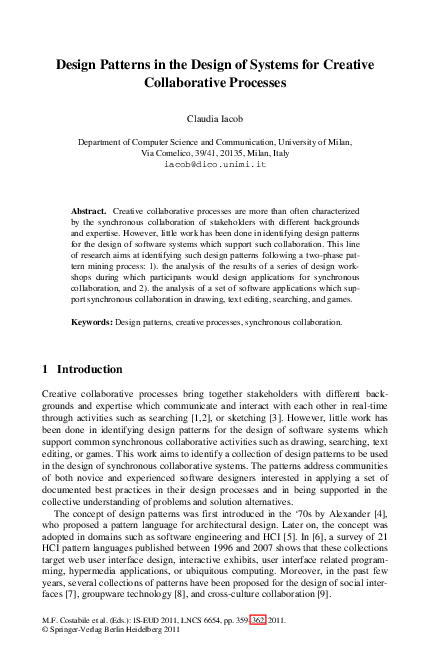 (PDF) Design Patterns in the Design of Systems for Creative ...