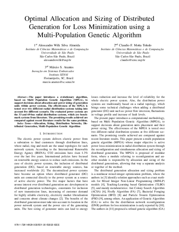 (PDF) Optimal Allocation and Sizing of Distributed Generation for Loss ...