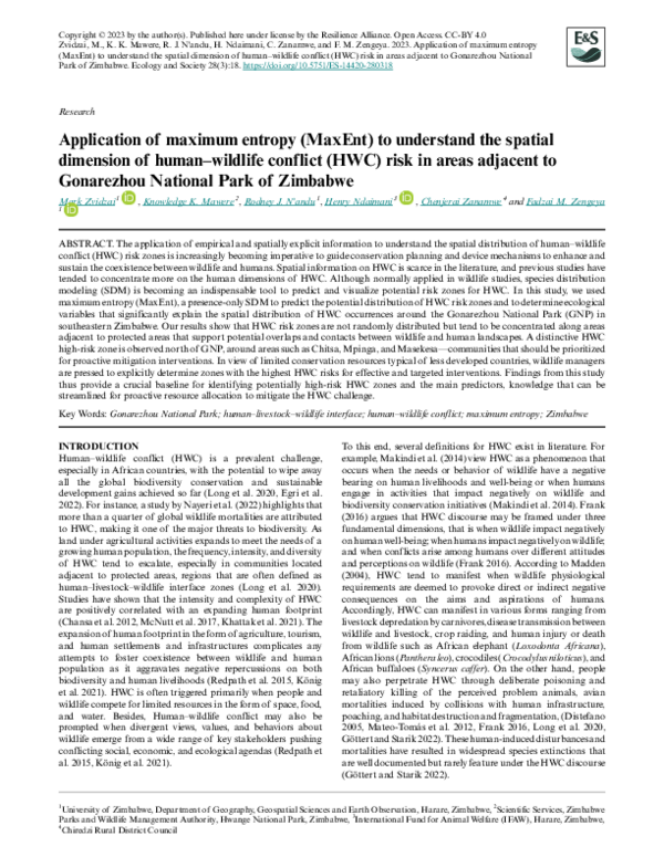 (PDF) Application of maximum entropy (MaxEnt) to understand the spatial ...