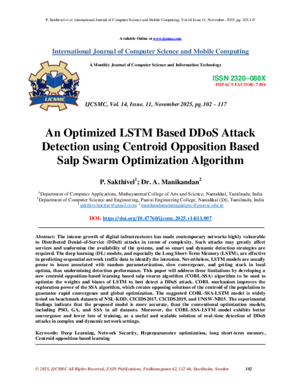 (PDF) An Optimized LSTM Based DDoS Attack Detection using Centroid ...