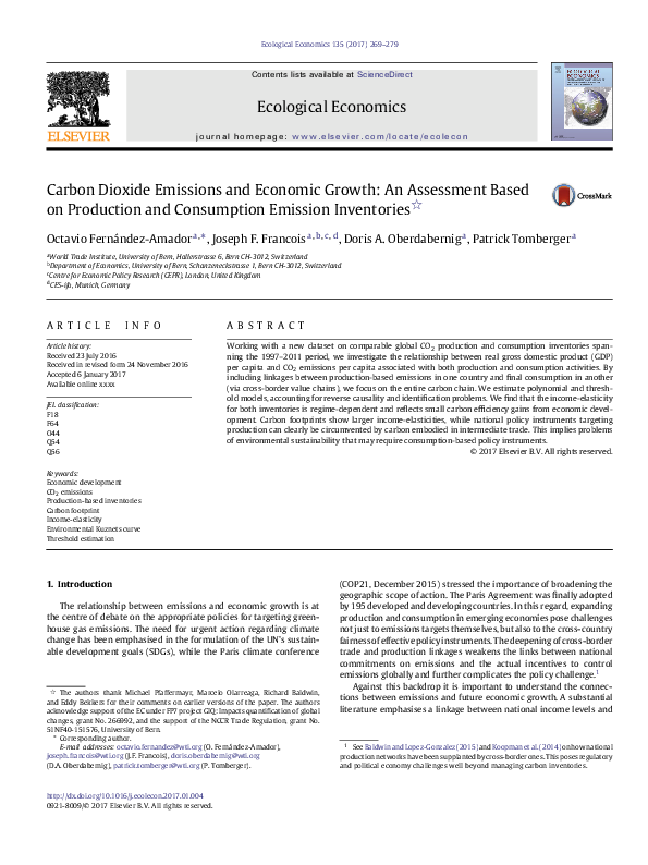 (PDF) Carbon Dioxide Emissions and Economic Growth: An Assessment Based ...