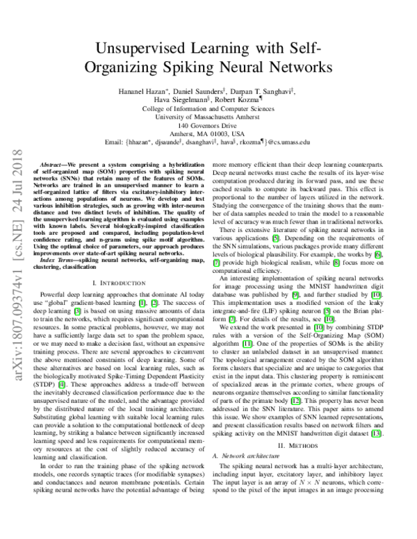 (PDF) Unsupervised Learning with Self-Organizing Spiking Neural Networks