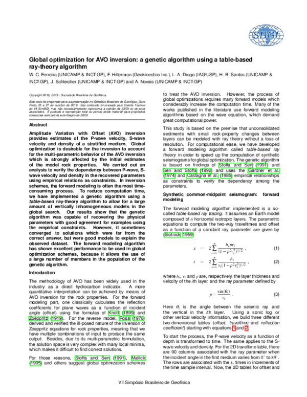 (PDF) Global optimization for AVO inversion: A genetic algorithm using ...