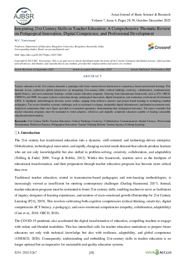 (PDF) Integrating 21st Century Skills in Teacher Education: A ...