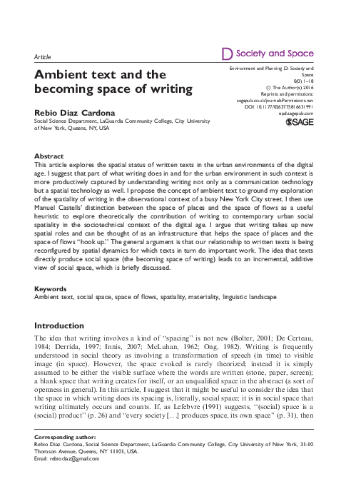 (PDF) Ambient text and the becoming space of writing (Diaz Cardona - 2016)