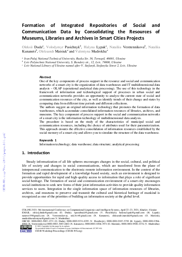(PDF) Formation of Integrated Repositories of Social and Communication ...